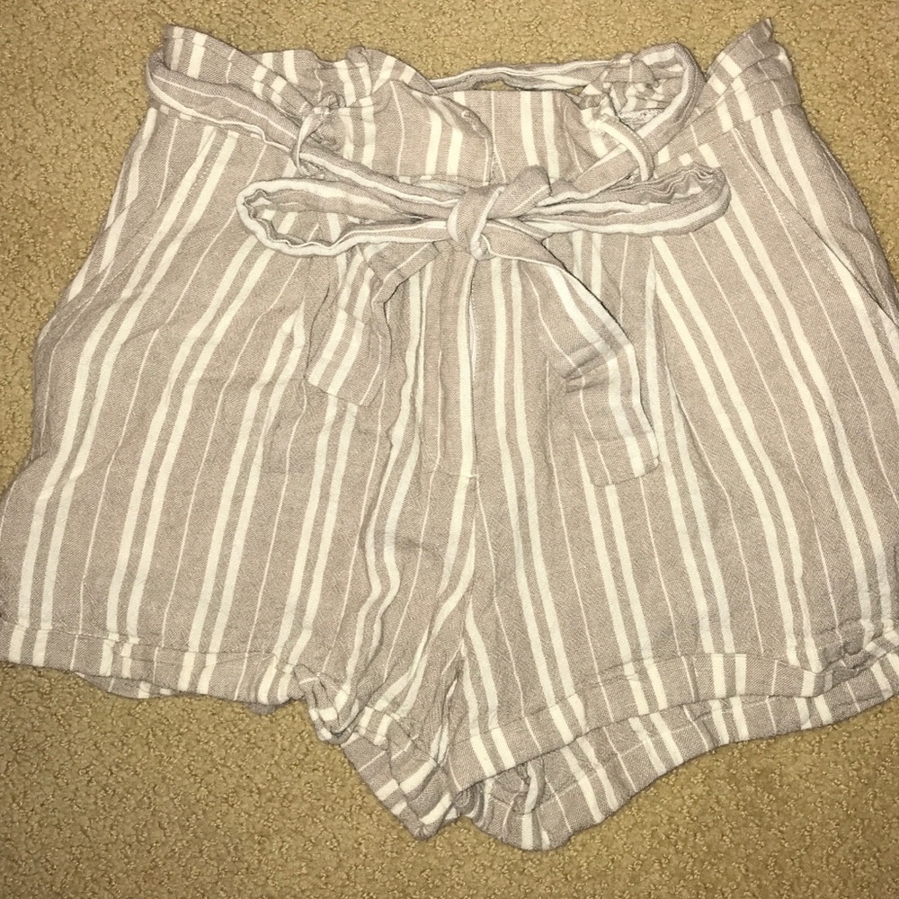 Forever 21 Stripped Trash Bag Shorts with Belt